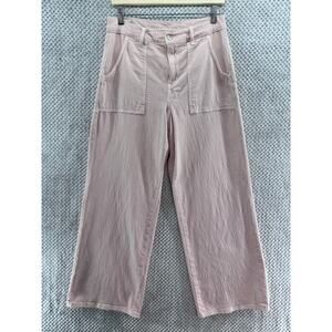 American Eagle Jeans Womens 8 Pink Cotton High Rise Wide Leg Patch Pocket